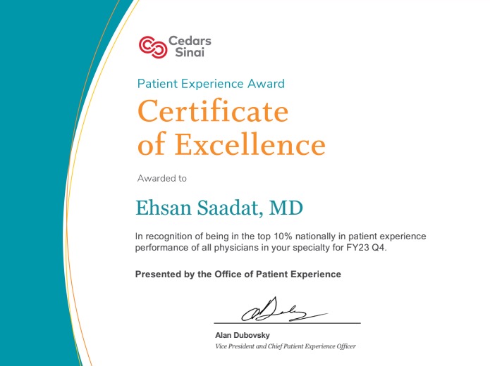 saadat patient experience award q4 2023